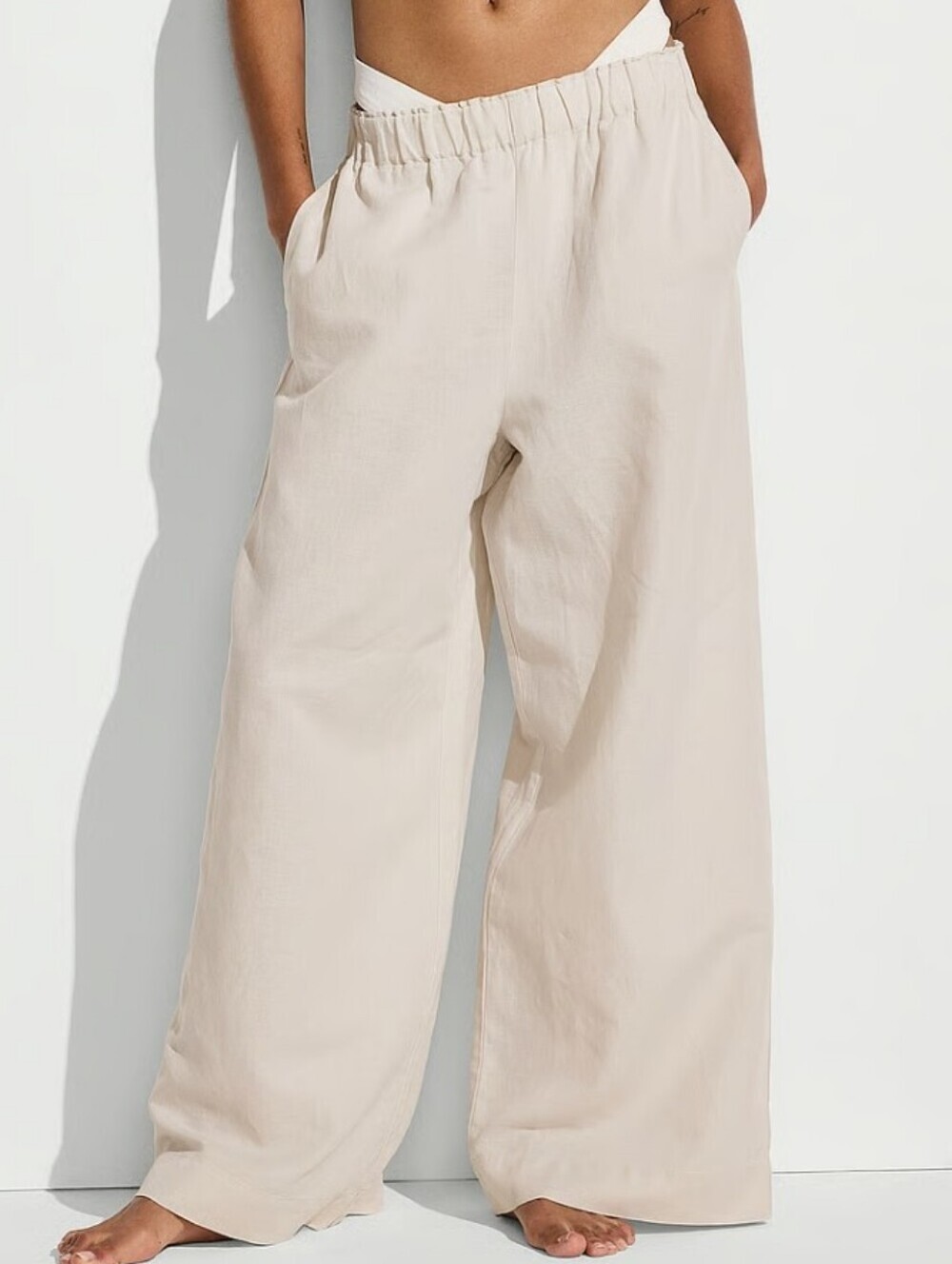 Victoria's Secret Linen Pants Small Vanilla Bean NWT